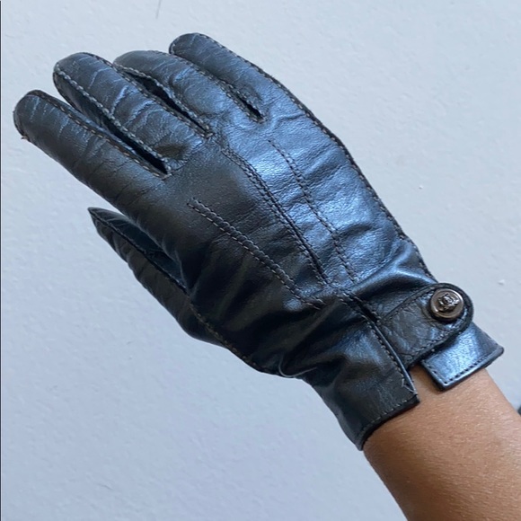 VERSACE Vintage Metallic Leather Gloves - Picture 2 of 12